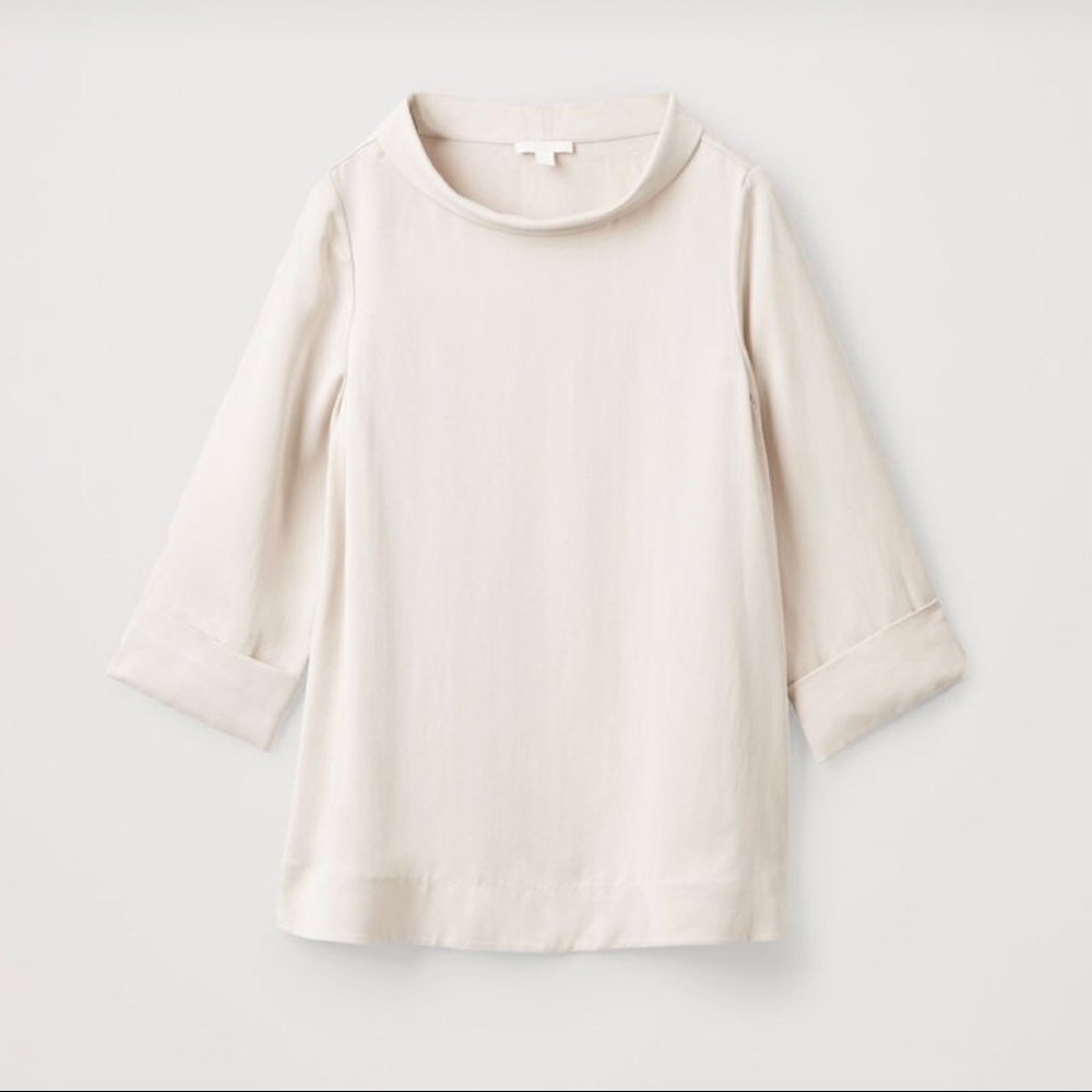 COS Beige Wide Collar Blouse